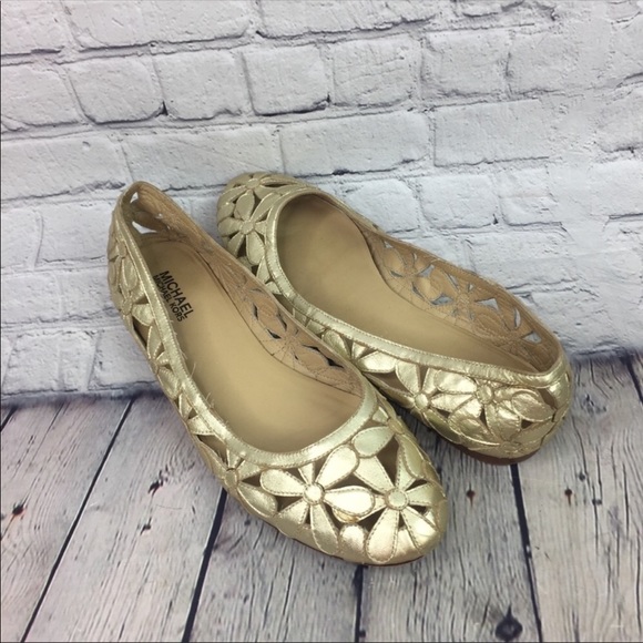 gold flats size 10